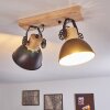 Orny Plafondlamp Antraciet, Hout licht, 2-lichts