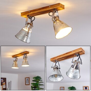 Berkeley Plafondlamp Donkerbruin, Gegalvaniseerd, 2-lichts