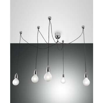 Fabas Luce Blog Hanglampen Chroom, Zwart, 5-lichts