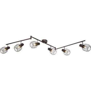 Globo Akin Plafond straler Bruin, 6-lichts