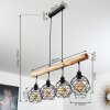 Bacabal Hanglamp Hout licht, Zwart, 4-lichts