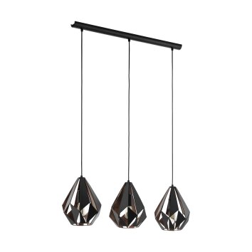 Eglo CARLTON Hanger Koperkleurig, Zwart, 3-lichts