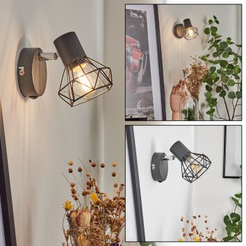 Gullspang Wandlamp Antraciet, Chroom, 1-licht