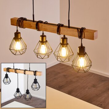 Barbengo Hanglamp Hout licht, Zwart, 4-lichts