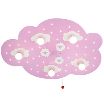 Elobra SCHÄFCHENWOLKE Plafondlamp Roze, 5-lichts