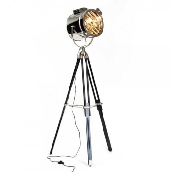 Brilliant Cine Staande lamp Chroom, Zwart, 1-licht