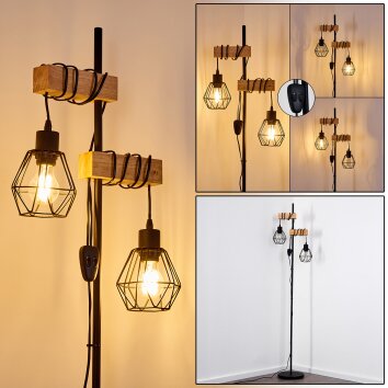 Barbengo Staande lamp Hout licht, Zwart, 2-lichts