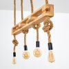 Riekje Hanglamp Bruin, Hout licht, Zwart, 4-lichts