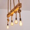 Riekje Hanglamp Bruin, Hout licht, Zwart, 4-lichts