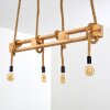 Riekje Hanglamp Bruin, Hout licht, Zwart, 4-lichts