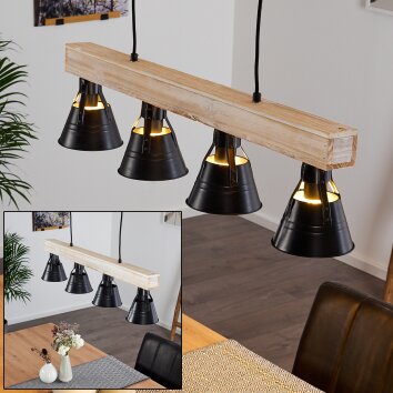 Berkeley Hanger Hout licht, Zwart, 4-lichts