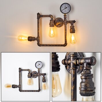 Kolyma Wandlamp Zwart-Goud, 3-lichts