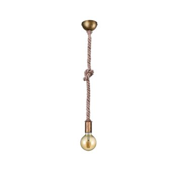 Trio Cord Hanglamp Bruin, Messing, 1-licht