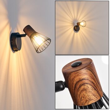 Errested Muurlamp Hout donker, Zwart, 1-licht